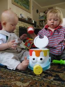 babies playing mr colour maker