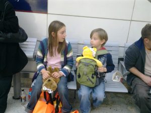 waiting for a train.