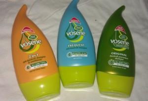 selection of vosene shampoos for variety of purposes.