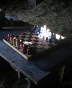 chess  in the barn school at Kentwell Hall    