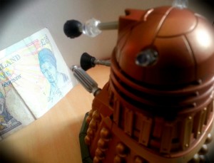 Dalek and five pound note