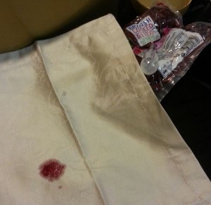 beetroot stained napkin