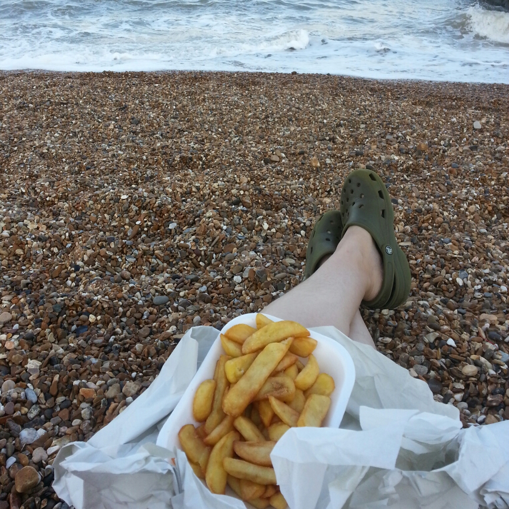 chips on a beach