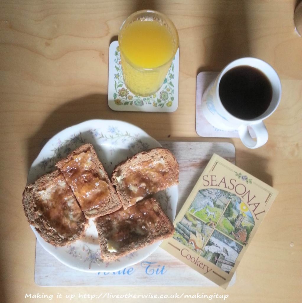 seasonal breakfast with rhubarb jam