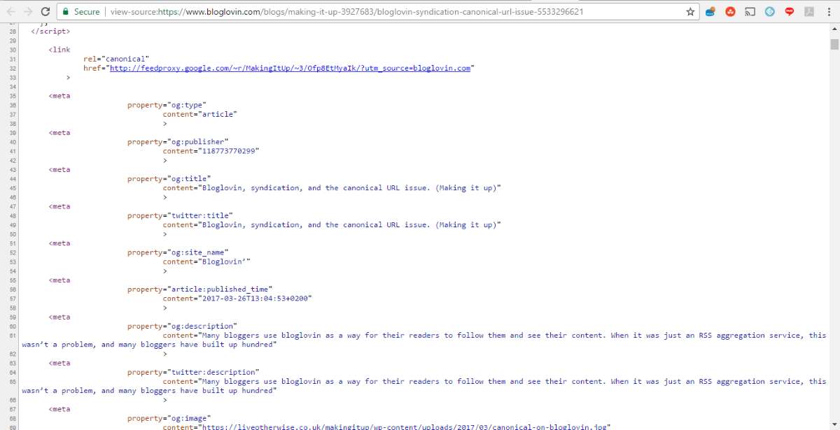 bloglovin view source with publisher tag