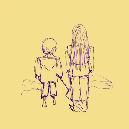 by the seaside jax blunt sketch of big and small facing the sea